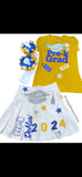 Custom Graduation Outfit for Girls | Personalized Kindergarten & Pre-K Graduation Skirt Set | Graduation Shirt, Bow Socks & Cap