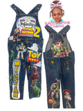 Personalized Birthday Outfit Set – Custom Name & Age Shirt with Matching Character Overalls for Kids