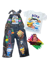 Personalized Birthday Outfit Set – Custom Name & Age Shirt with Matching Character Overalls for Kids