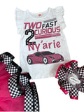 🏁 Two Fast 2 Curious Custom Tutu Set (Pink & Checkered)