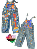 Personalized Birthday Outfit Set – Custom Name & Age Shirt with Matching Character Overalls for Kids