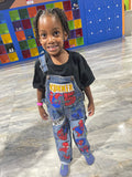 Personalized Birthday Outfit Set – Custom Name & Age Shirt with Matching Character Overalls for Kids