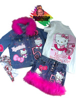 Hello kitty denim skirt set-Denim outfit hello kitty birthday outfit