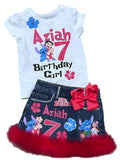 Custom Lilo & Stitch Birthday Outfit Set (Personalized Name & Age) |  Skirt + Shirt Set