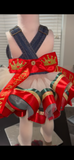 Custom Denim Birthday Overall Dress for Girls | Ribbon Trim Tutu Set