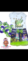Custom Princess Birthday Outfit – Personalized Tiana Shirt, Skirt & Ruffle Socks