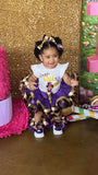 Personalized Willy Wonka Birthday Outfit – Girl Wonka Tutu Set – Candy Theme Birthday Outfit – Purple Gold Tutu – Wonka Party Outfit – Custom Name Shirt