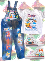 Octonauts overall denim set, Octonauts boys birthday outfit. Octonauts denim outfit . Octonauts birthday outfit